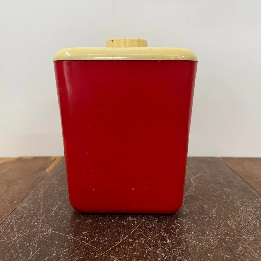 Vintage Retro Plastic Red White Cream SUGAR Canister‎